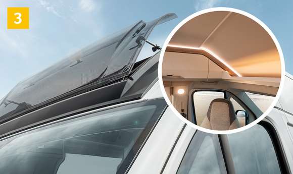 KNAUS Camper Van – Exterieur mit optionalen Panoramafenster im Bug